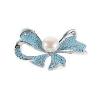 KOMBIUDA Spilla da Bavero Fiocco in Calaite Blu, Accessorio Gioielli per Abiti Eleganti, Spilla a Fiocco per Sciarpe e Maglioni da Donna, Clip Facile da Indossare per Outfit Formali