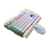 KOMBIUDA Tastiera Meccanica Usb Retroilluminata Led Da Gioco Mouse Design Ergonomico Forma Di s Di Drenaggio Ampi Caratteri Ultra-indossabili Per Contesto Gaming Confortevole