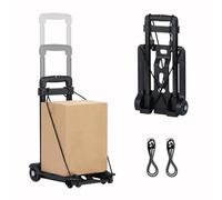 KOMBO - Carrello Portatutto Pieghevole con Fermacarico 30 kg - Compatto e Richiudibile, 2 Ruote in Gomma 7,5 cm, Funi Elastiche Incluse, Ideale per Pacchi, Zaini e Oggetti Lunghi