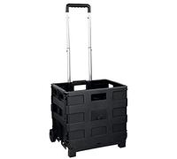 KOMBO - Carrello Trolley Pieghevole Portatutto con Ruote e Manico Telescopico Estensibile 38x83,5x33 cm - Box in Plastica Rigida Richiudibile