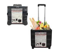 KOMBO - Carrello Trolley Pieghevole Portatutto con Ruote e Manico Telescopico Estensibile 38x83,5x33 cm - Box in Plastica Rigida Richiudibile