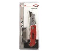 KOMBO - Taglierino con Lama Pieghevole in Acciaio Inox Manico in Metallo. Blocco automatico. 5 lame Incluse.