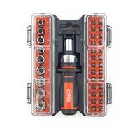 KOMBO - Kit Professionale 36 Pezzi - Cacciavite a Cricchetto con Bussole e Inserti - Kit Avvitatura e Serraggio Universale con Valigetta