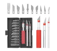 KOMBO - Mini Set Cutter Taglia Balsa, Kit 17 Pezzi con Manico ABS e Lame in Acciaio di Diverse Misure - Astuccio Rigido Incluso