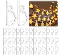KOMEIYL 120pcs Mini Ganci per Grondaie, Ganci per Luci Natalizie, Ganci per Grondaie Lucine, Natale Clip Luce Grondaie Appesi, Applica a Albero Natale Decorazioni Scenografiche (Bianco)