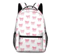 Komergave Zaino per la scuola, per adolescenti, per ragazze, con fiocco rosa, con grande scomparto per bottiglie, per la scuola, per andare a scuola, pendolarismo, viaggi, escursioni, campeggio