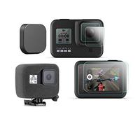 Komet Schiuma parabrezza + lente e pellicola protettiva in vetro LCD + copriobiettivo compatibile per GoPro Hero 8 Action Camera (confezione da 6)