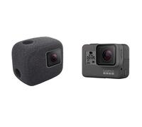 Komet WindSlayer - Custodia antivento in schiuma per parabrezza + pellicola protettiva in vetro (2 + 2 pezzi) compatibile con GoPro Hero 7 (solo nero) / Hero 6 / Hero 5 impermeabile fotocamera