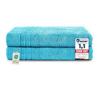 Komfortec Asciugamani 2 per Sauna 80x200 cm in 100% Cotone,470 g/m², Asciugamano Doccia Grande, Morbido, Asciugatura Rapida, Turchese