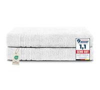Komfortec Asciugamani 2 per Sauna 80x200 cm in 100% Cotone,470 g/m², Asciugamano Doccia Grande, Morbido, Asciugatura Rapida, Bianco
