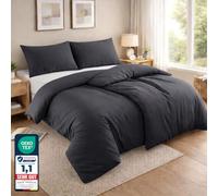 Komfortec Biancheria da letto 135 x 200 cm, 4 pezzi, 2 copripiumini 135 x 200 cm + 2 federe 80 x 80 cm, antracite con chiusura lampo