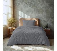 Komfortec Biancheria da letto premium super soft 2 pezzi copripiumino 135x200 cm + federa 40x80 cm, 100% microfibra spazzolata, grigio