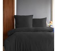 Komfortec Biancheria da letto premium super soft 2 pezzi copripiumino 155x220 cm + federe 80x80 cm, 100% microfibra spazzolata, nero