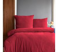 Komfortec Biancheria da letto premium super soft 2 pezzi copripiumino 155x220 cm + federe 80x80 cm, 100% microfibra spazzolata, rosso
