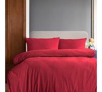 Komfortec Biancheria da letto premium super soft 3 pezzi copripiumino 155x220 cm + 2 federe 40x80 cm, 100% microfibra spazzolata, rosso