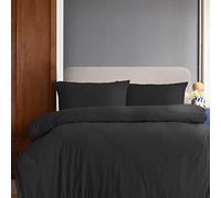 Komfortec Biancheria da letto premium super soft 3 pezzi copripiumino 200x200 cm + 2 federe 40x80 cm, 100% microfibra spazzolata, nero