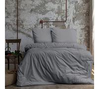 Komfortec Biancheria da letto premium super soft 3 pezzi copripiumino 200x220 cm + 2 federe 80x80 cm, 100% microfibra spazzolata, grigio