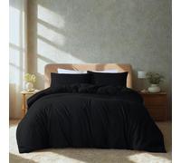 Komfortec Biancheria da letto premium super soft 3 pezzi copripiumino 240x220 cm + 2 federe 40x80 cm, 100% microfibra spazzolata, nero