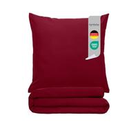 Komfortec Biancheria da letto premium super soft Copripiumino 135x200 cm in 2 parti + federa 80x80 cm, 100% microfibra spazzolata, rosso