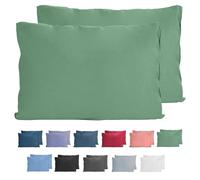 Komfortec Just Contempo - Set di 2 federe per cuscino, 40 x 60 cm, 100% cotone, super morbide, 150 g/m², colore: verde