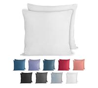 Komfortec Just Contempo - Set di 2 federe per cuscino, 50 x 50 cm, 100% cotone, super morbide, 150 g/m², colore: bianco