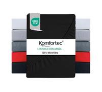 Komfortec Lenzuolo con angoli 140x200 cm in microfibra spazzolata - Nero