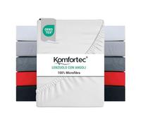 Komfortec Lenzuolo con angoli 160x200 cm in microfibra spazzolata - Bianco
