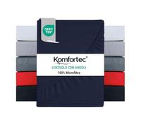 Komfortec Lenzuolo con angoli 180x200 cm in microfibra spazzolata - Blu
