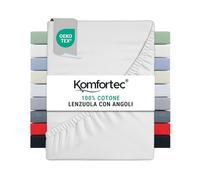 Komfortec Lenzuolo con angoli elasticizzati, 180 x 200 cm, 100% cotone, Bianco