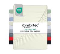 Komfortec Lenzuolo con angoli elasticizzati in jersey, 200 x 200 cm, 100% cotone, Ecru