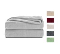 Komfortec Morbida coperta in pile, certificata Oeko-TEX, 150 x 200 cm, 260 g/m², colore: argento e grigio