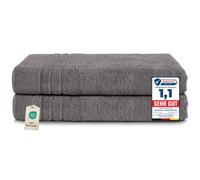 Komfortec Set 2 Teli Sauna 80x200 cm, Spugna 100% Cotone, Antracite | Set di 2 Teli Sauna Grandi e Assorbenti; Telo Doccia, Telo Mare, per Spa e Lettino Massaggio