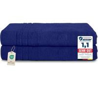 Komfortec Set 2 Teli Sauna 80x200 cm, Spugna 100% Cotone, Blu Navy | Set di 2 Teli Sauna Grandi e Assorbenti; Telo Doccia, Telo Mare, per Spa e Lettino Massaggio