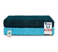 Komfortec Asciugamani 2 per Sauna 80x200 cm in 100% Cotone,470 g/m², Asciugamano Doccia Grande, Morbido, Asciugatura Rapida, Petrolio/Turchese