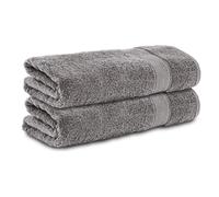 Komfortec Set di 2 asciugamani da 50 x 100 cm, in 100% cotone, 470 g/m², spugna, morbido, grigio antracite