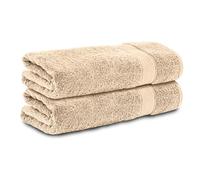 Komfortec Set di 2 asciugamani da doccia, 70 x 140 cm, confezione doppia,%100 cotone, asciugamani, spugna, morbidi, assorbenti, beige