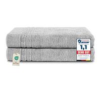 Komfortec Asciugamani 2 per Sauna 80x200 cm in 100% Cotone,470 g/m², Asciugamano Doccia Grande, Morbido, Asciugatura Rapida, Argento