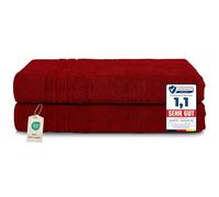 Komfortec Asciugamani 2 per Sauna 80x200 cm in 100% Cotone,470 g/m², Asciugamano Doccia Grande, Morbido, Asciugatura Rapida, Aurora rossa