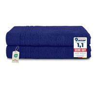 Komfortec Asciugamani 2 per Sauna 80x200 cm in 100% Cotone,470 g/m², Asciugamano Doccia Grande, Morbido, Asciugatura Rapida, Blu scuro