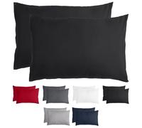 Komfortec Set di 2 federe 40 x 60 cm, 100% microfibra, morbide e traspiranti, con chiusura lampo, federe per cuscino, lavabili e facili da pulire, colore nero