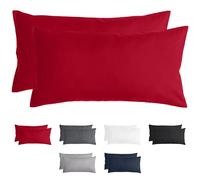 Komfortec Set di 2 federe 40 x 80 cm, 100% microfibra, morbide e traspiranti, con chiusura lampo, federe per cuscino, lavabili e facili da pulire, colore rosso