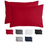 Komfortec Set di 2 federe 50 x 70 cm, 100% microfibra, morbide e traspiranti, con chiusura lampo, federe per cuscino, lavabili e facili da pulire, colore rosso