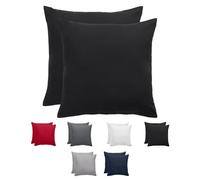 Komfortec Set di 2 federe 80 x 80 cm, 100% microfibra, morbide e traspiranti, con chiusura lampo, federe per cuscino, lavabili e facili da pulire, colore nero