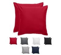 Komfortec Set di 2 federe 80 x 80 cm, 100% microfibra, morbide e traspiranti, con chiusura lampo, federe per cuscino, lavabili e facili da pulire, colore rosso