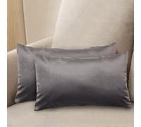 Komfortec Set di 2 federe decorative in velluto, 30 x 50 cm, per camera da letto, per divano e divano con chiusura lampo, colore antracite