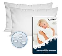 Komfortec Set di 2 federe impermeabili da 50 x 70 cm, con chiusura lampo, traspiranti, ipoallergeniche, anti-acaro, bianco