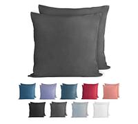 Komfortec Set di 2 federe in 100% cotone 40 x 40 cm, federa in jersey super morbido di alta qualità 150 g/m², federa per cuscino, antracite