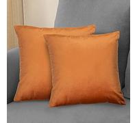 Komfortec Set di 2 federe in velluto 40 x 40 cm, federe decorative, federa per cuscino per camera da letto, federa per divano e divano con chiusura lampo, colore arancione