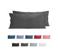 Komfortec Set di 2 federe per cuscino, 100% cotone, 40 x 80 cm, super morbide, 150 g/m², colore: antracite