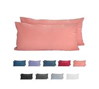 Komfortec Set di 2 federe per cuscino, 100% cotone, 40 x 80 cm, super morbide, 150 g/m², colore cipria
